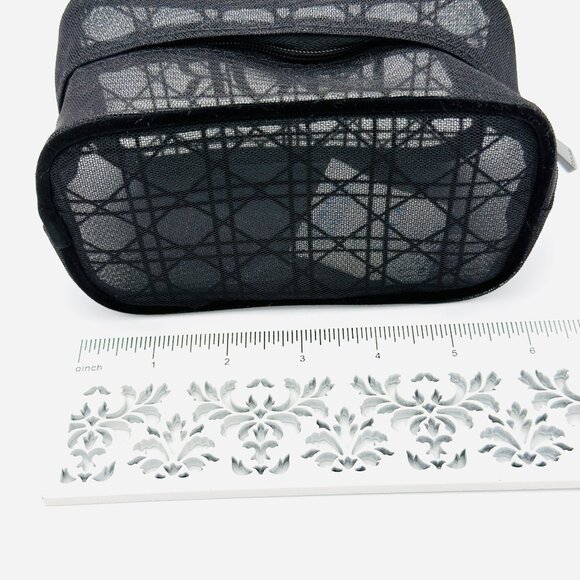 3691 DIOR BLACK MESH POUCH COSMETIC BAG - Picture 2 of 6
